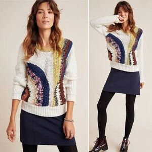 Anthropologie Morgan Crewneck Knit Sweater, size M